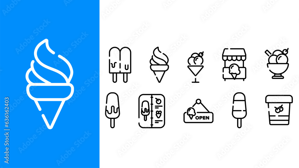 Ice cream icon set. Ice cream icon set.