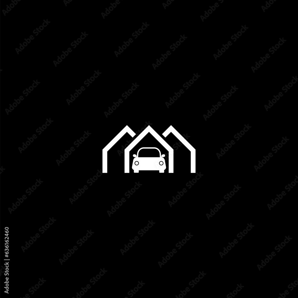 Home of Garage car logo icon isolated on dark background Home of Garage car logo icon isolated on dark background