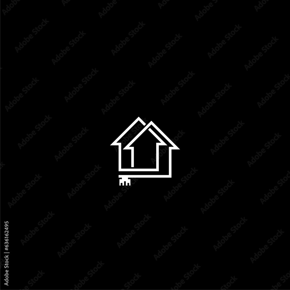 House key logo icon isolated on dark background House key logo icon isolated on dark background