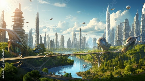 Renewable Metropolis: a futuristic city powered entirely by renewable energy, highlighting the potential of sustainable urban planning | generative ai