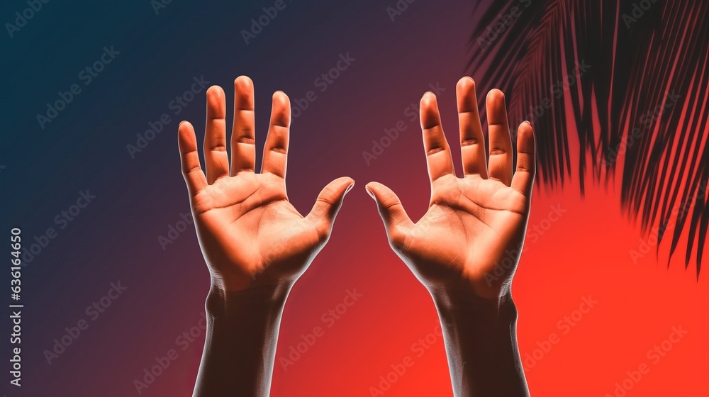 hands reaching up
