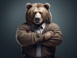 face of a bear in suit and tie