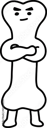 笑顔で腕を組んでいる太い骨のキャラクター(ベクター)