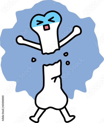 骨折している骨のキャラクター(ベクター)