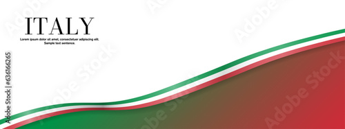 Italian Flag Banner background with copy space. Flag ribbon of Italy on colored background. Bent waving Italian flag ribbon. Editable Vector Illustration. EPS 10.
