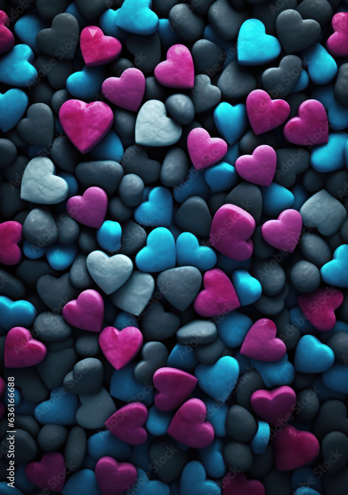 Heart shaped pebbles background