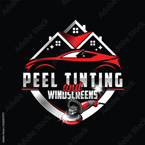 logo template for auto glass and tint specialist. Car windshield icon and vector. Vector logo for auto glass specialist