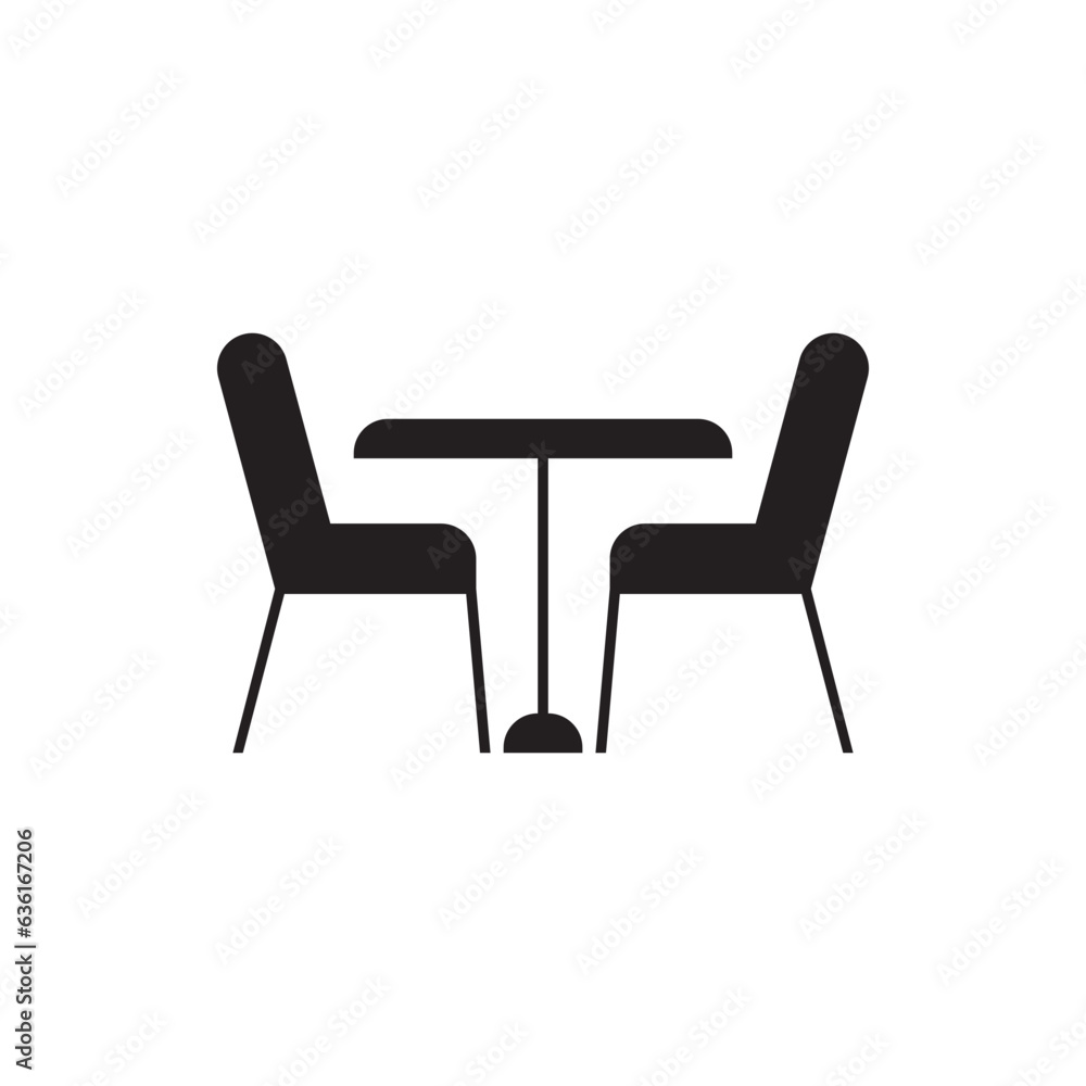 Obraz premium Table chairs black glyph icon on white background