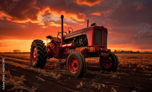 tractor is driving through a field