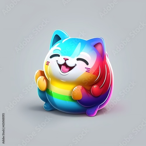 Icon of colorful cat and ra...