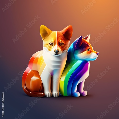 Icon of colorful dog rainbo...