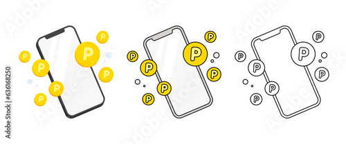 スマホとポイント アイコンセット ベクターイラスト