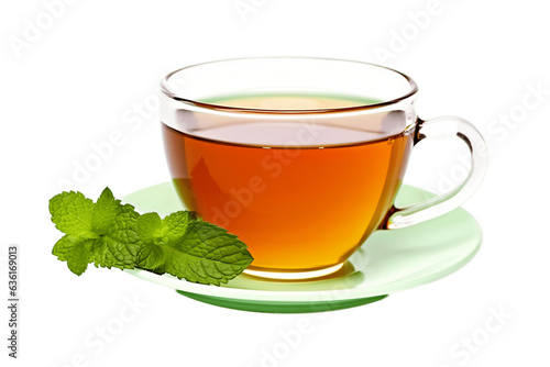 Isolated Cup of Tea with Mint on transparent Background, Generative Ai