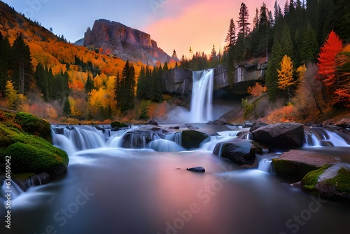 waterfall in autumn generated by AI