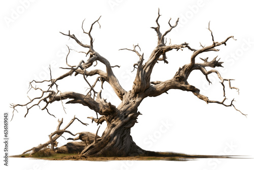 Dead Big Tree on transparent Background Hyperrealism Generative Ai