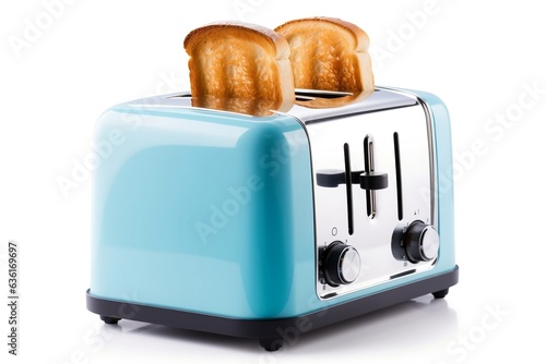 Modern Blue Toaster with Toasted Bread, Generative Ai