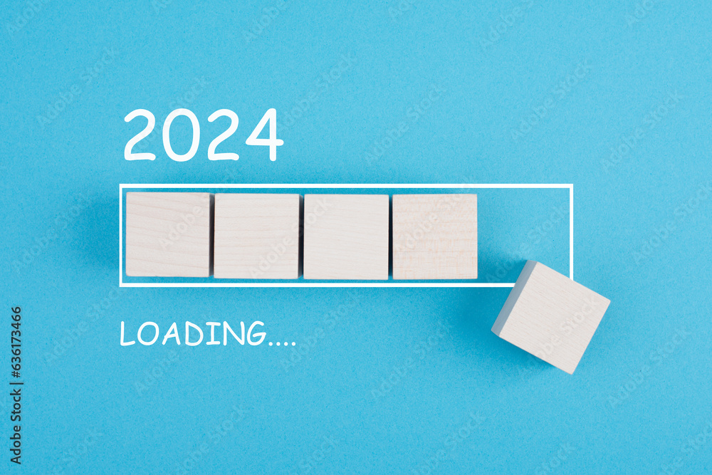 New year 2024 is loading, calendar date, end of the year - obrazy, fototapety, plakaty 