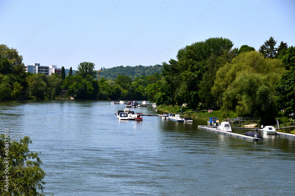 Fototapeta premium Panorama at the River Danube in the Town Regensburg Bavaria