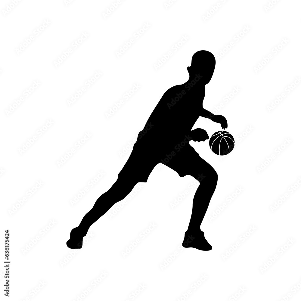 Male Basketball Player Silhouette basketball logo. Man with Ball in hand Sport, Vector, Basketball, Silhouette, Player, Ball, illustration