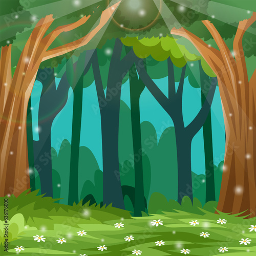 scenery of enchanted forest landscape background