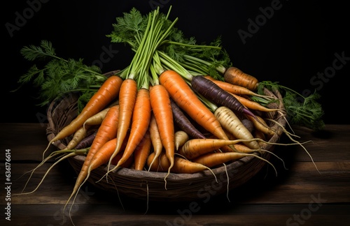 Many carrots placed raw in container