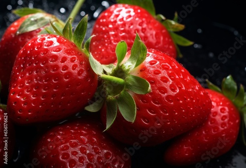 fresh strawberries with water drops