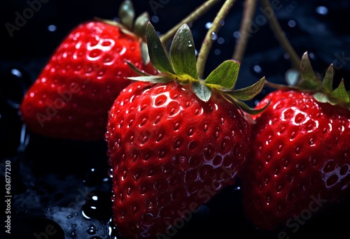 Sweet strawberries isolated on dark background