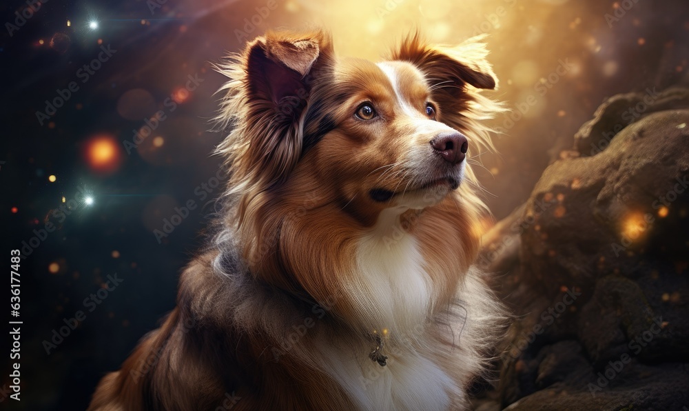 Dog fantasy background realistic