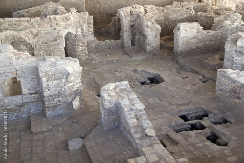 Fototapeta Naklejka Na Ścianę i Meble -  The ruins of bathhouse at the the gosth town of Otrar, the ancient city along the Silk Road in Southern Kazakhstan