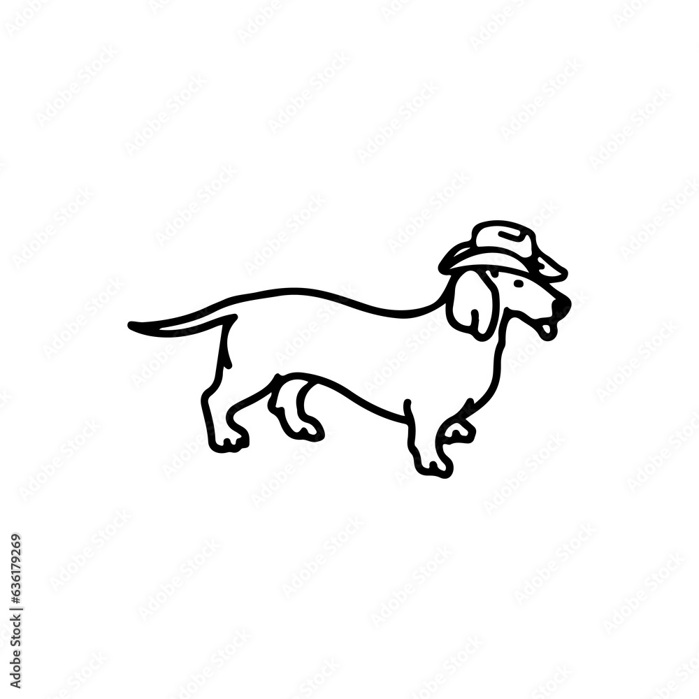 Fototapeta premium vector illustration of a dog with a hat