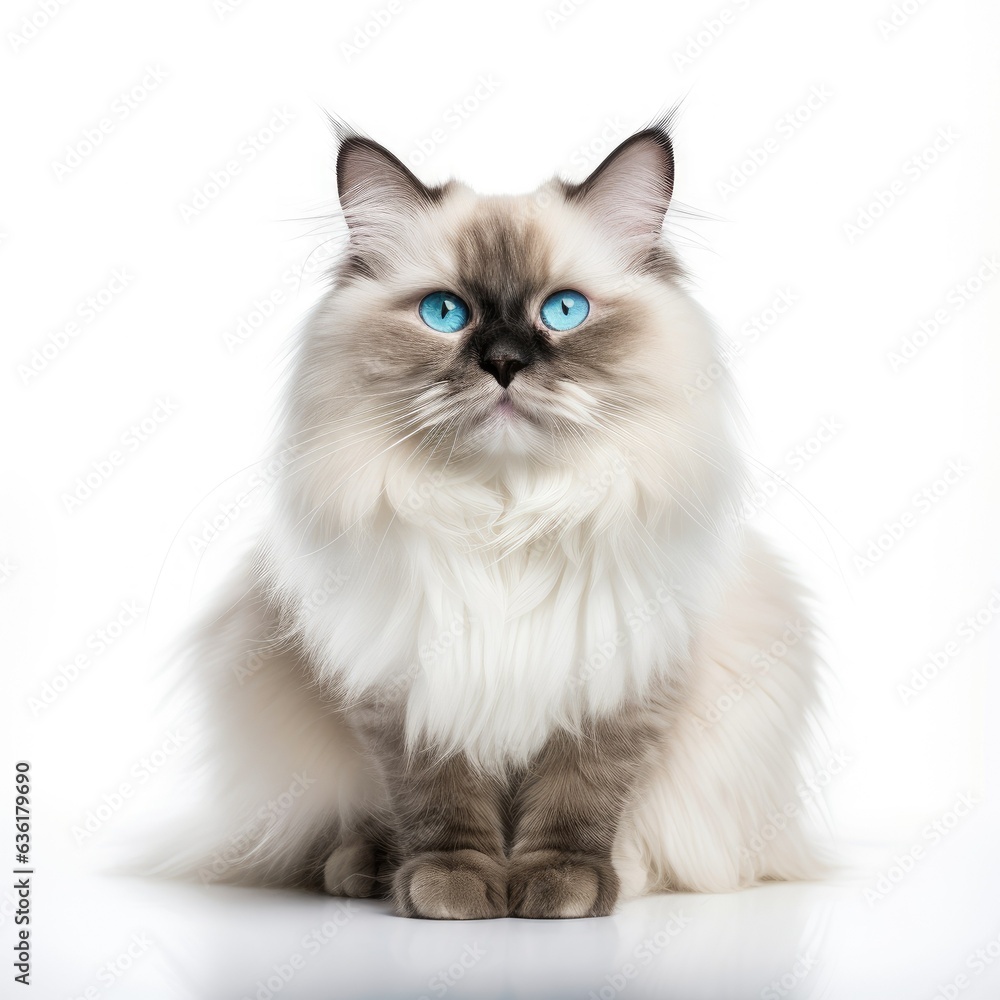 Adorable Domestic Cat Portrait on White Background
