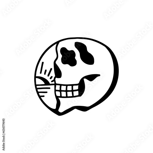 vector illustration of a side skull