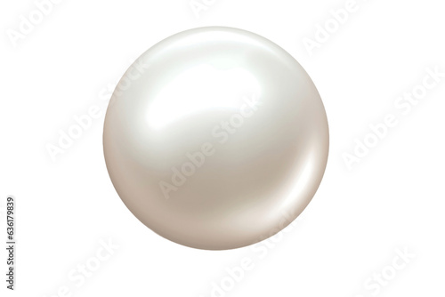White Pearl 3D Icon Illustration with Shadow, transparent background, Generative Ai