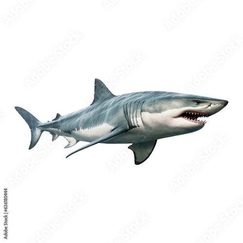 White shark marine predator big open mouth on transparent background Generative AI © mooxlabs