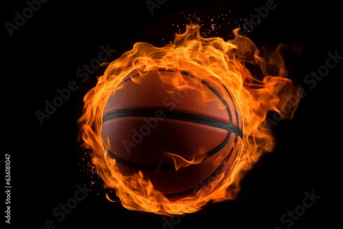 Basketball ball flames hot. Generate Ai