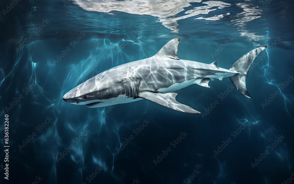 Fototapeta premium Great White Shark Close up Shot
