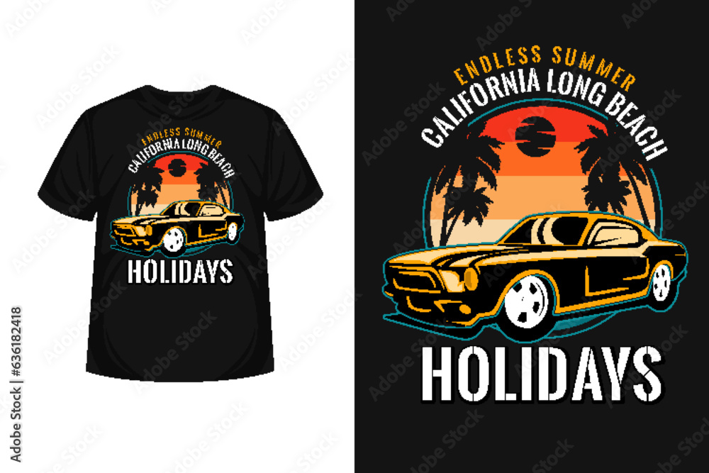 Fototapeta premium Car Retro Vintage T Shirt Design