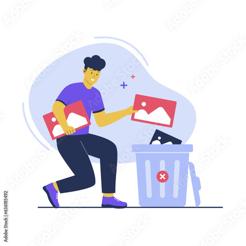 Delete image file concept illustration. Flat vector illustration isolated on white background