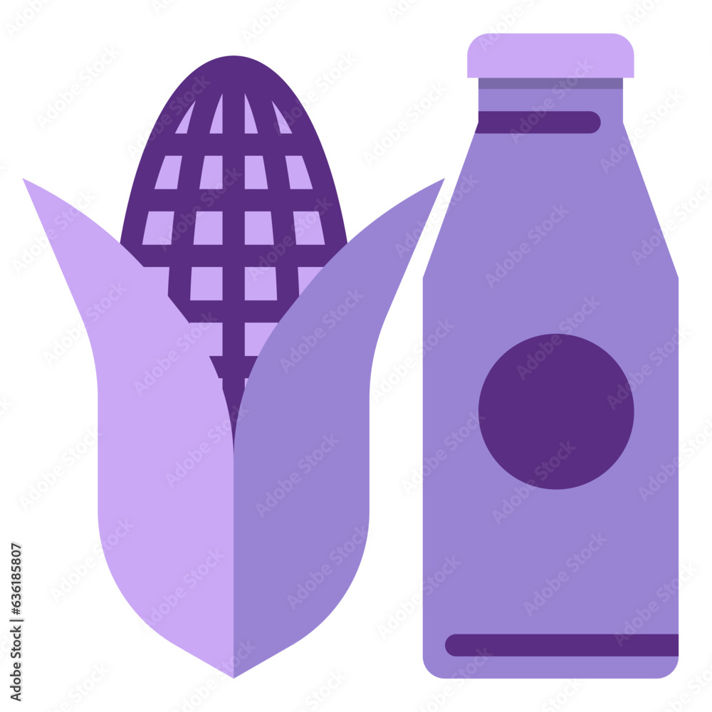 Corn juice flat icon on white background Corn juice flat icon on white background