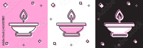Set Aroma lamp icon isolated on pink and white, black background. Vector