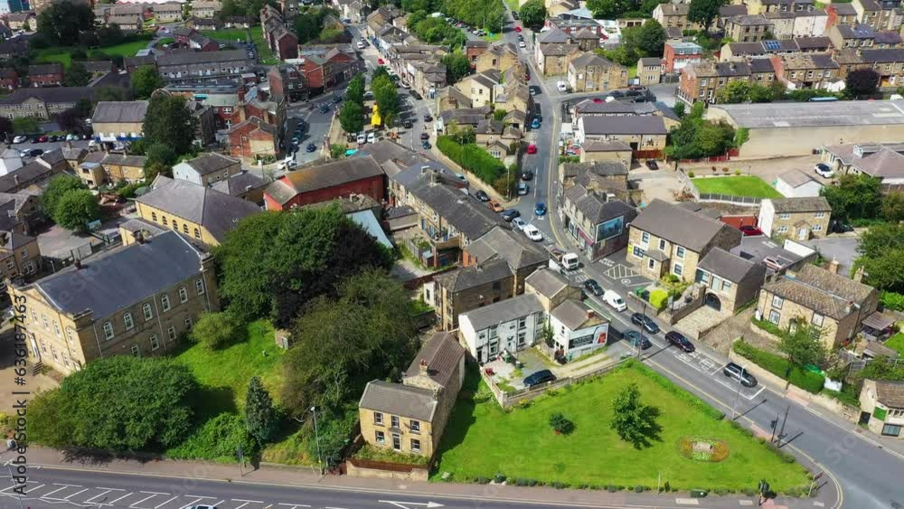Aerial footage of the beautiful historical town of Batley in the