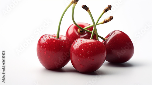 cherries stock photo white background, in the style of highly realistic