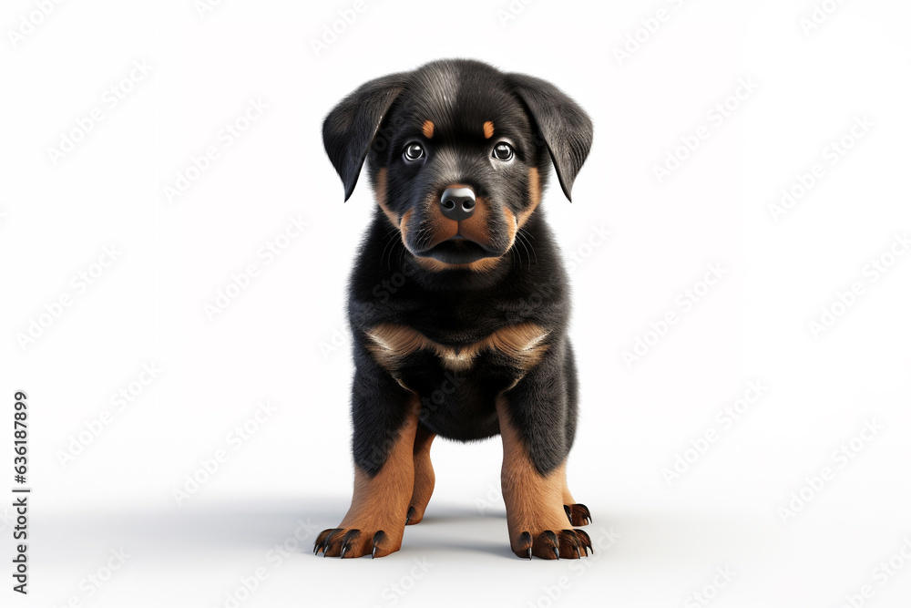 a puppy Rottweiler dog isolated on white background. 