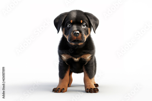 a puppy Rottweiler dog isolated on white background. 