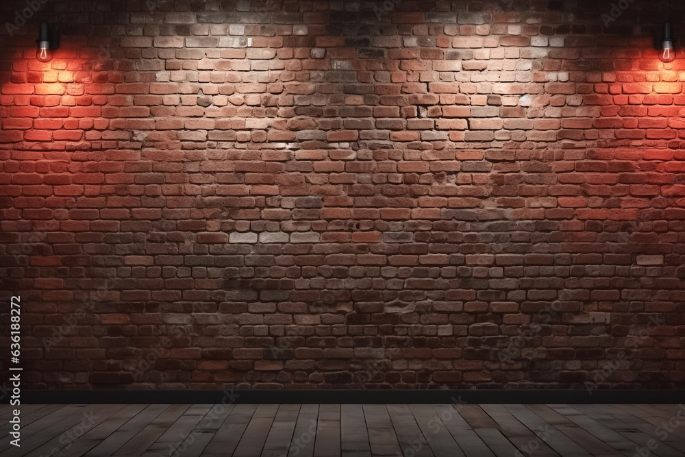 Brown brick wall background, photostudio backstage. Generative AI Stock