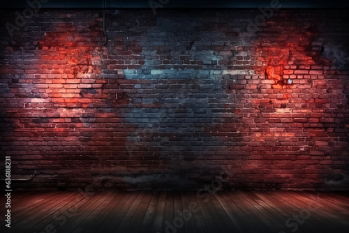 Foto Brick wall background in grey and red tones, loft style