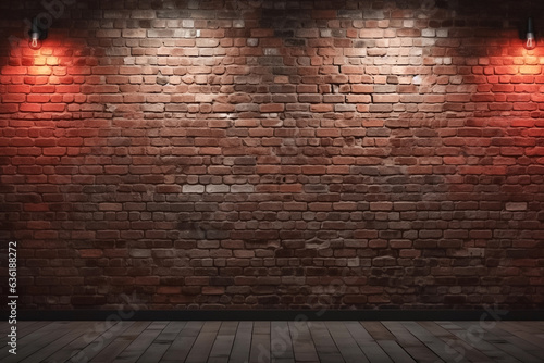 Fototapeta Brown brick wall background, photostudio backstage. Generative AI