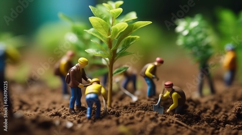 toy people planting trees