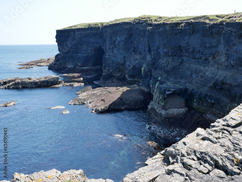 Cliffs and Atlantic ocean, rocks canyon and laguna, beauty in nature. Vacation travel background