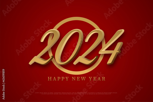 flat frame for 2024 new year celebration number logo number.